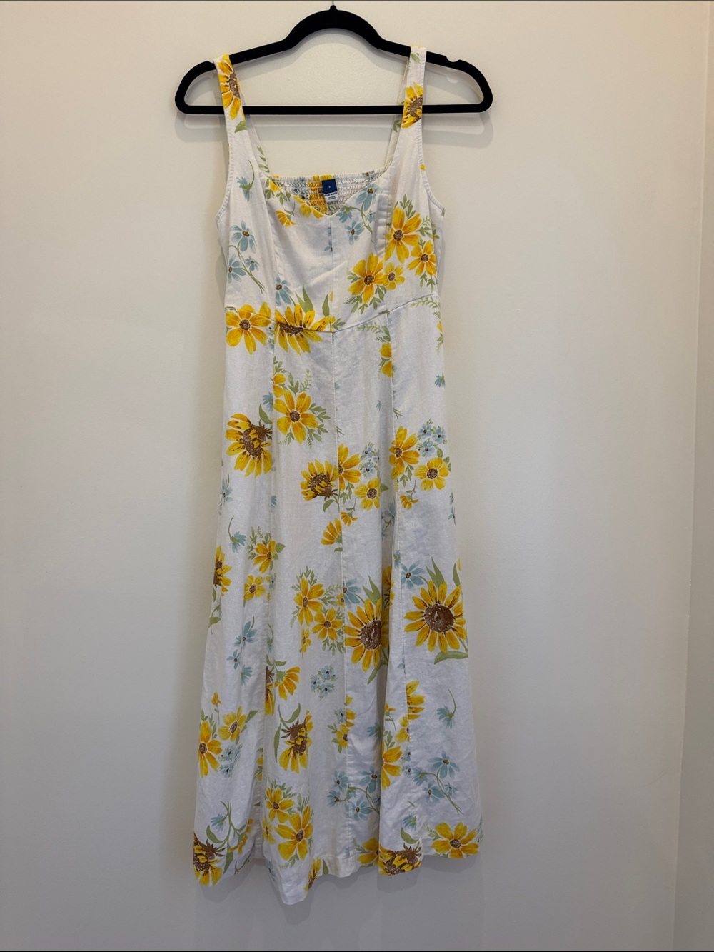 Old Navy White Maxi Dress with Yellow Sunflower Motif